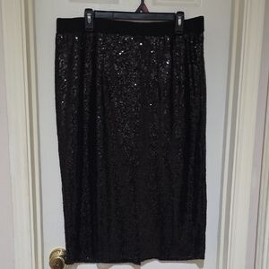Lane Bryant Black Sequin Pencil Skirt